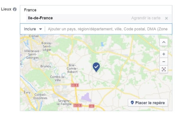 Facebook ciblage region